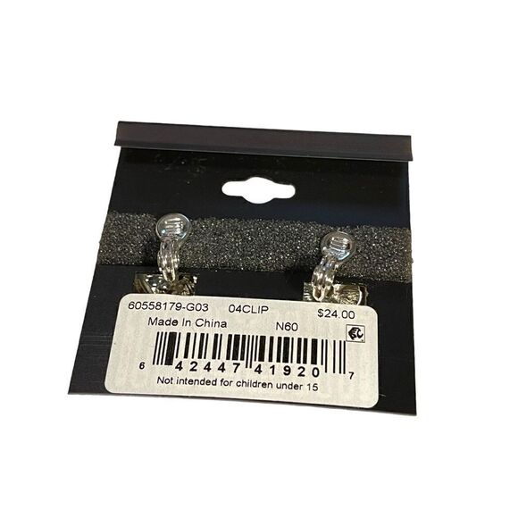 NWT Anne Klein Silver-Tone Etched Knot Clip-on Earrings - Picture 4 of 4